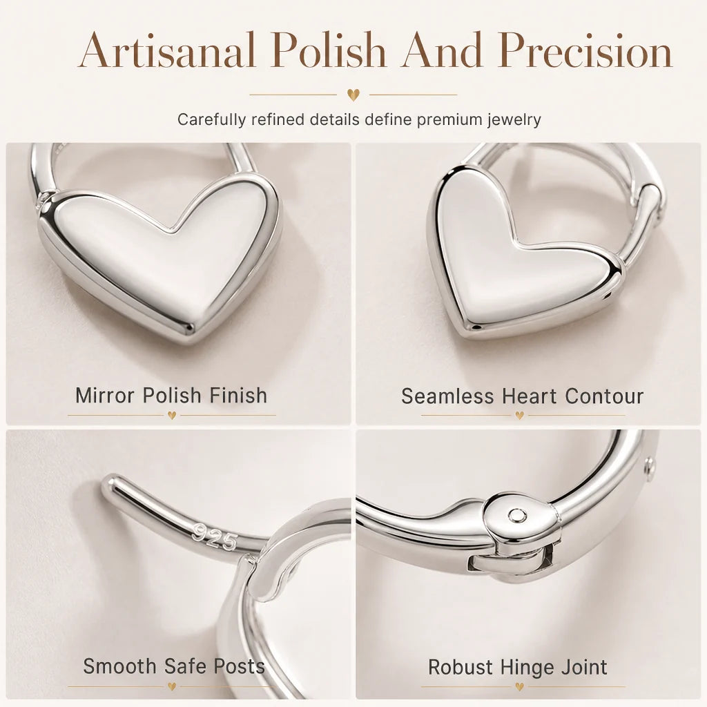 💕 ✨ Small Heart Hoop Earrings – Smooth finish & French minimalist style ✨（🔥BUY 1 GET 1 FREE🎉）
