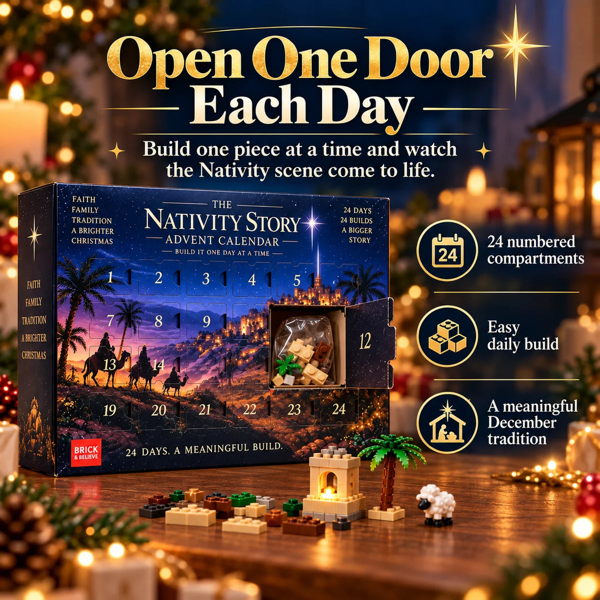Nativity Advent Calendar – 24-Day Buildable Christmas Nativity Set