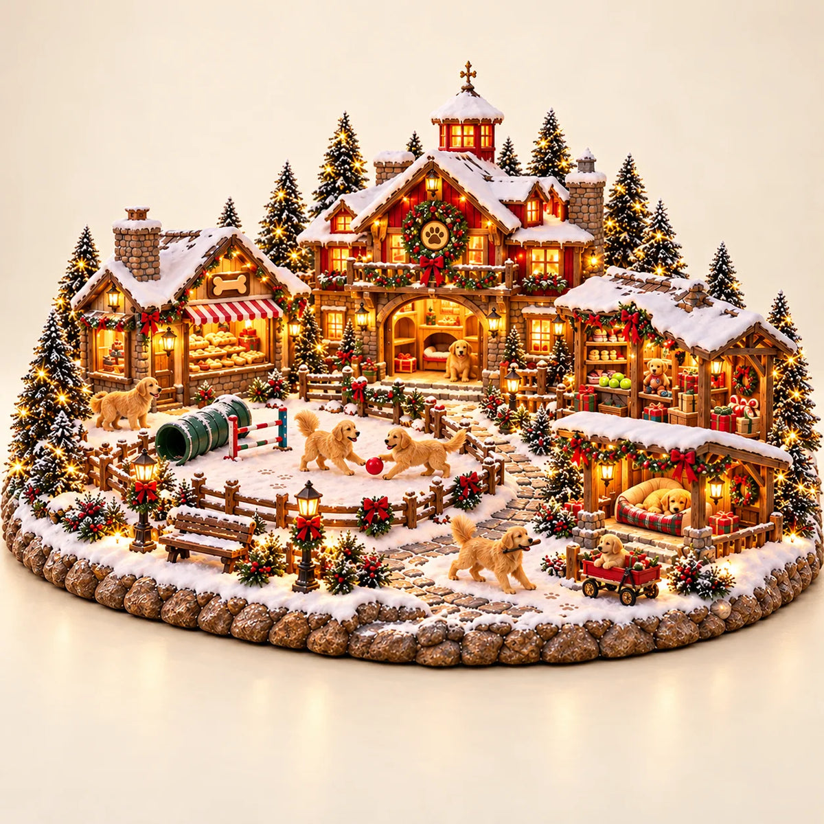 Christmas Golden Retriever Village – Lighted Dog Lover’s Holiday Scene