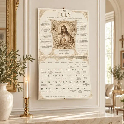 ✝️✨ 2027 Catholic Liturgical Wall Calendar – Gothic Sacred Art & Saints