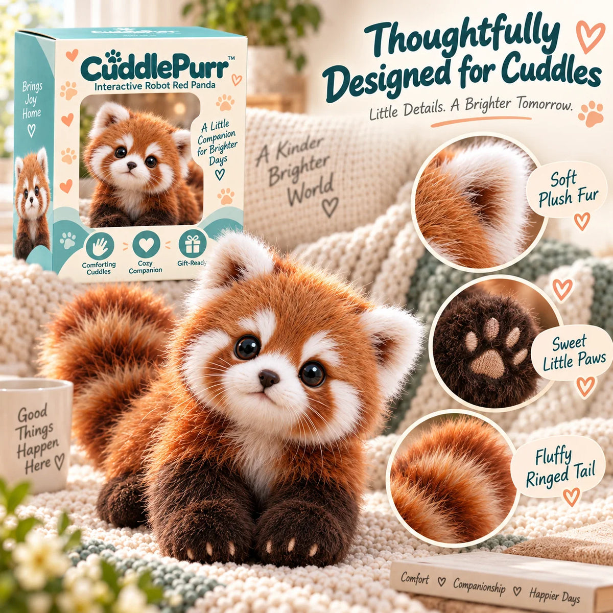 Last Day 49% OFF – 🐾❤️ Cuddlepurr™ Red Panda – Interactive Plush Companion | A Little Friend, A Lot Of Love