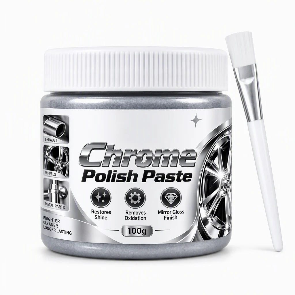Metal Chrome Polish & Restorer Paste With Brush