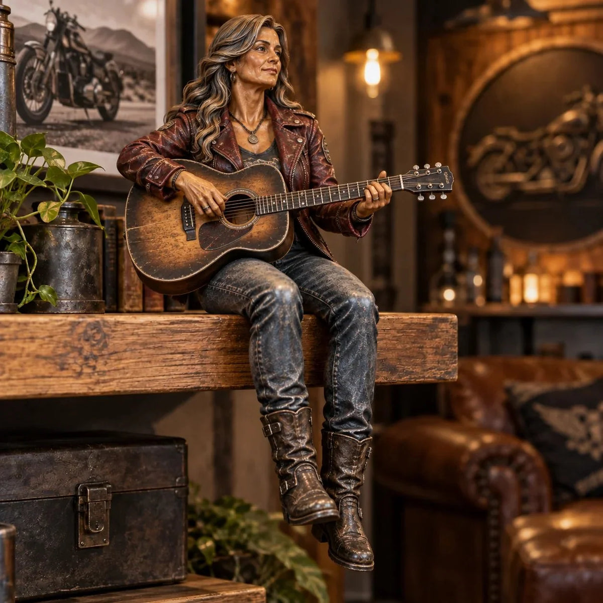 🏍️ Old Biker Soul | Women Ride Too Shelf-Sitter Figurine Collection