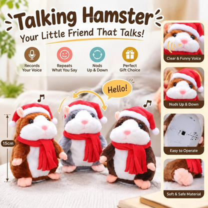 🐹✨Talking Hamster Plush – repeats whatever you say, auto head-shaking, hilarious fun for kids & adults.🎁