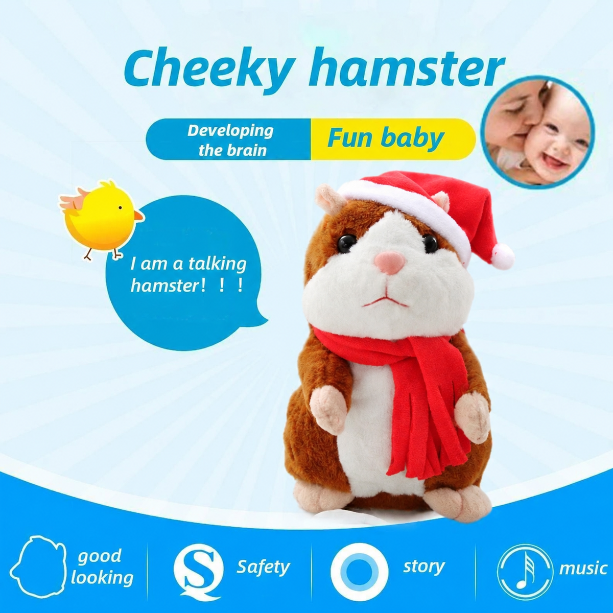 🐹✨Talking Hamster Plush – repeats whatever you say, auto head-shaking, hilarious fun for kids & adults.🔥