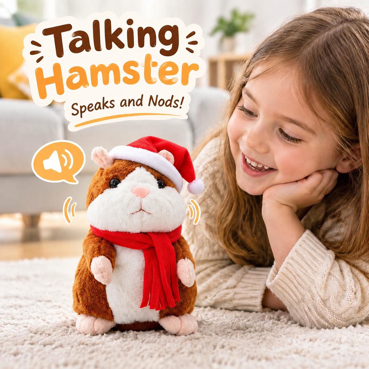 🐹✨Talking Hamster Plush – repeats whatever you say, auto head-shaking, hilarious fun for kids & adults.🎁