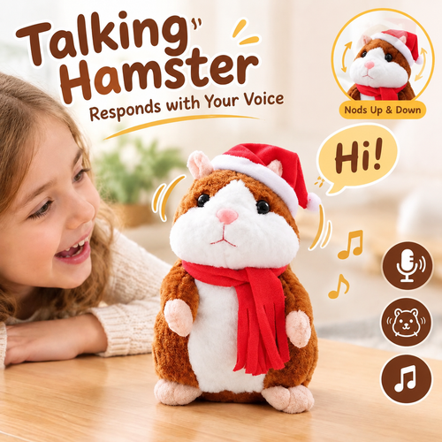 🐹✨Talking Hamster Plush – repeats whatever you say, auto head-shaking, hilarious fun for kids & adults.🎁