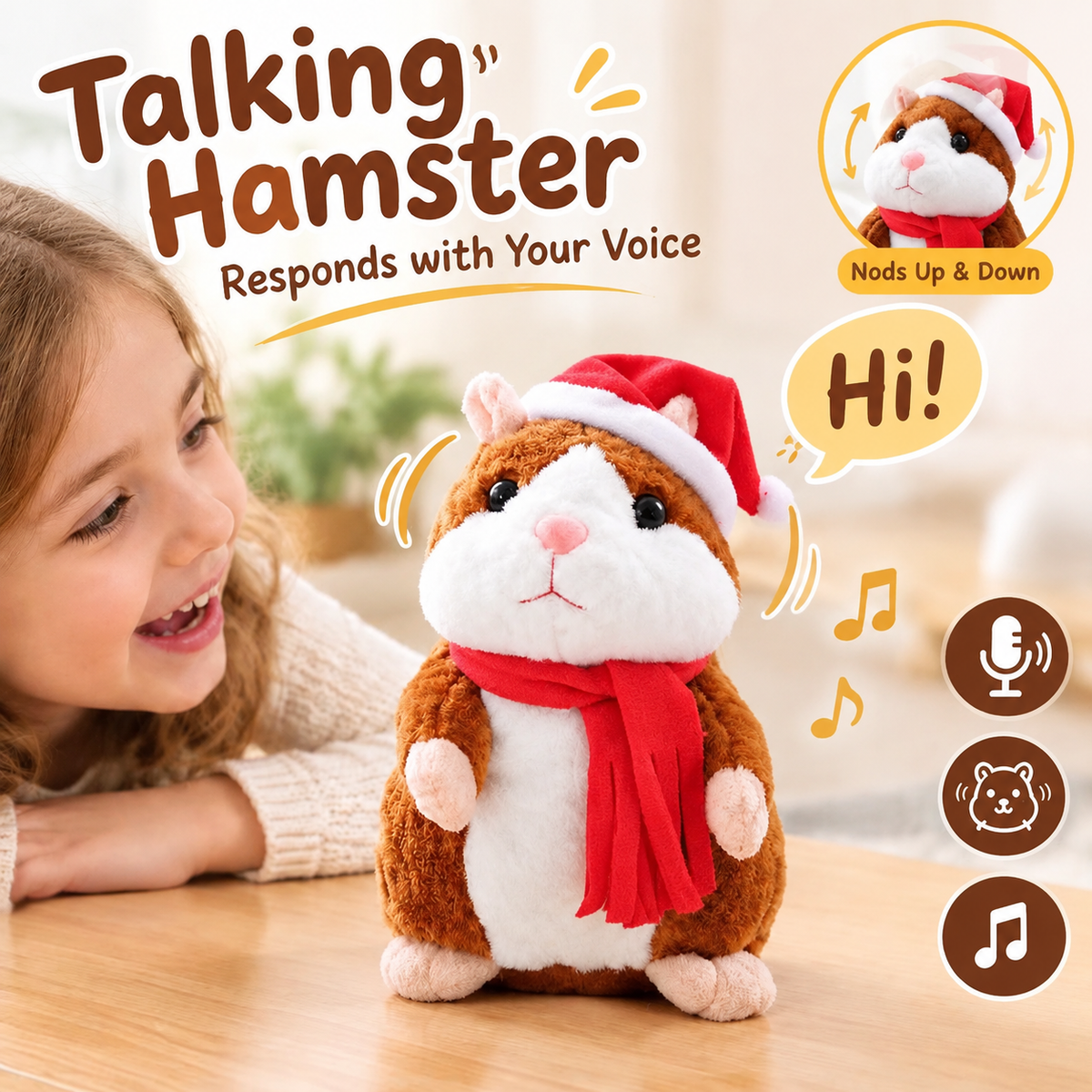 🐹✨Talking Hamster Plush – repeats whatever you say, auto head-shaking, hilarious fun for kids & adults.🔥