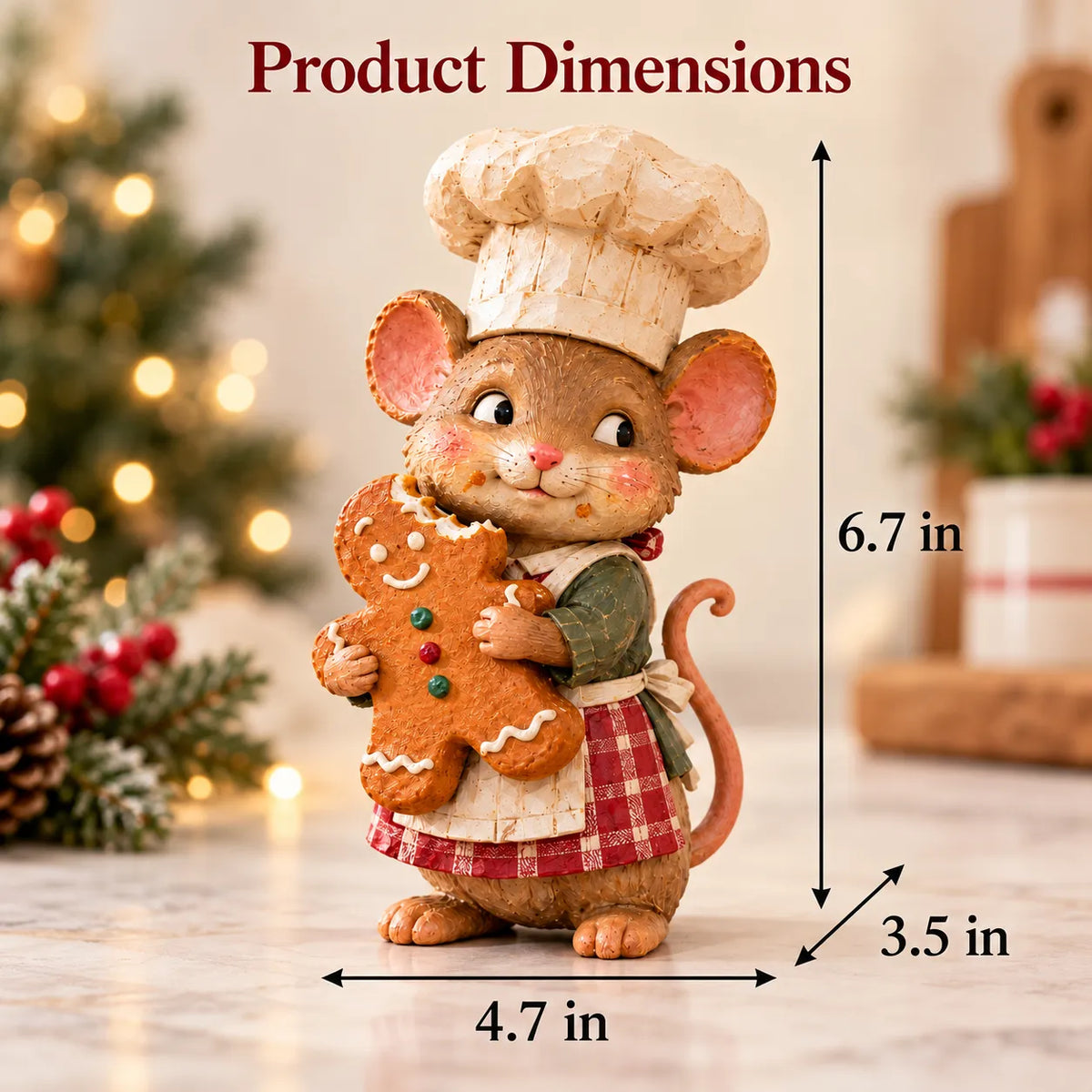 🍪 Gingerbread Mouse Baker — Whimsical Christmas Figurine🎁
