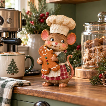 🍪 Gingerbread Mouse Baker — Whimsical Christmas Figurine🎁
