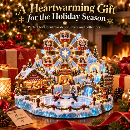 🎡 Penguin Christmas Funfair | Lighted Animated Christmas Village