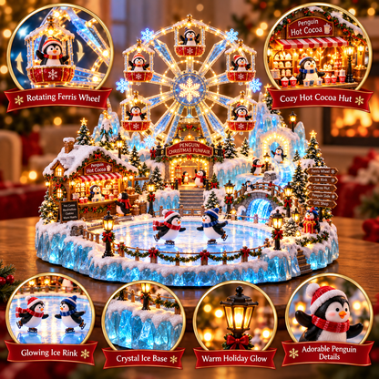 🎡 Penguin Christmas Funfair | Lighted Animated Christmas Village