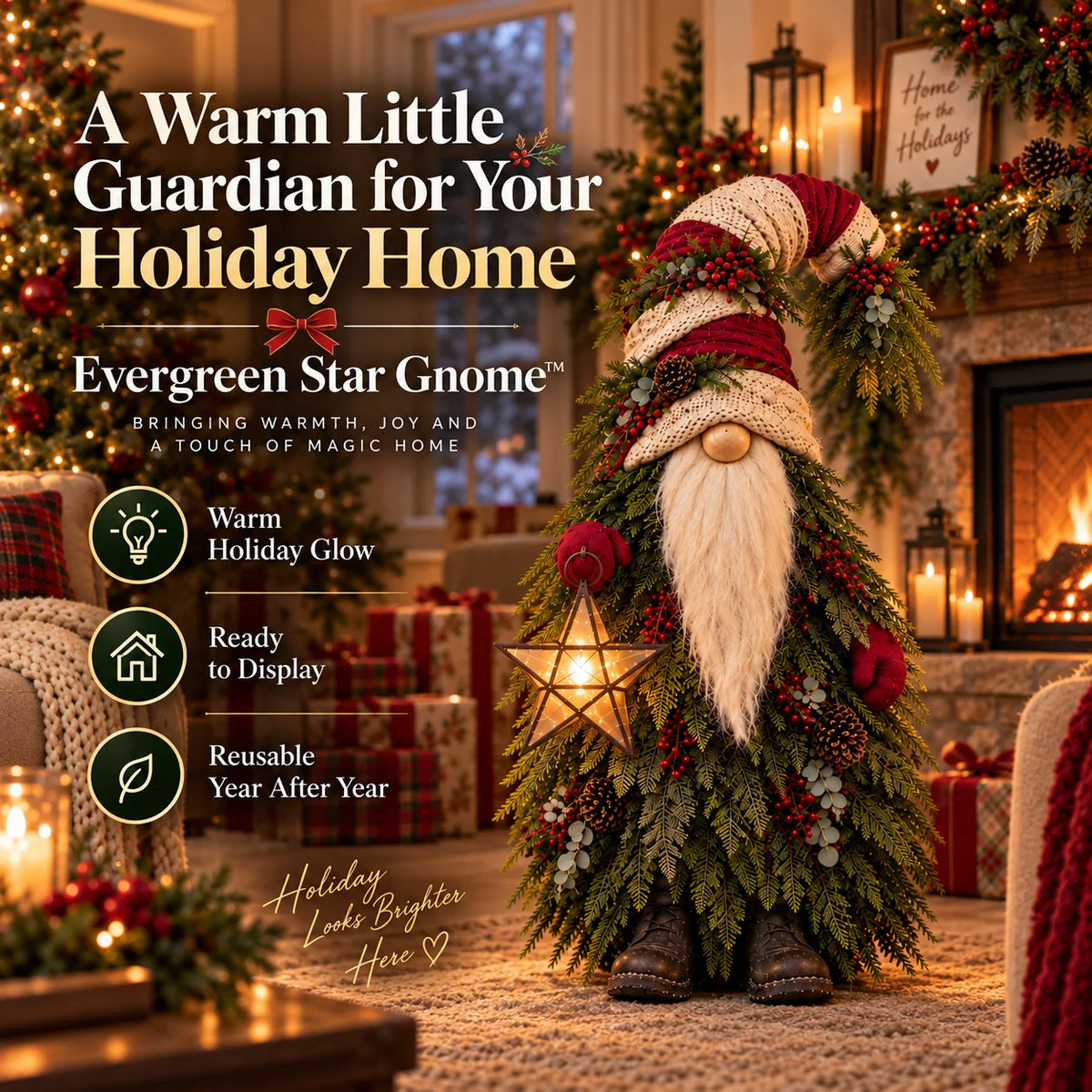 Last Day 49% OFF – Evergreen Star Gnome™ Lighted Christmas Woodland Decor