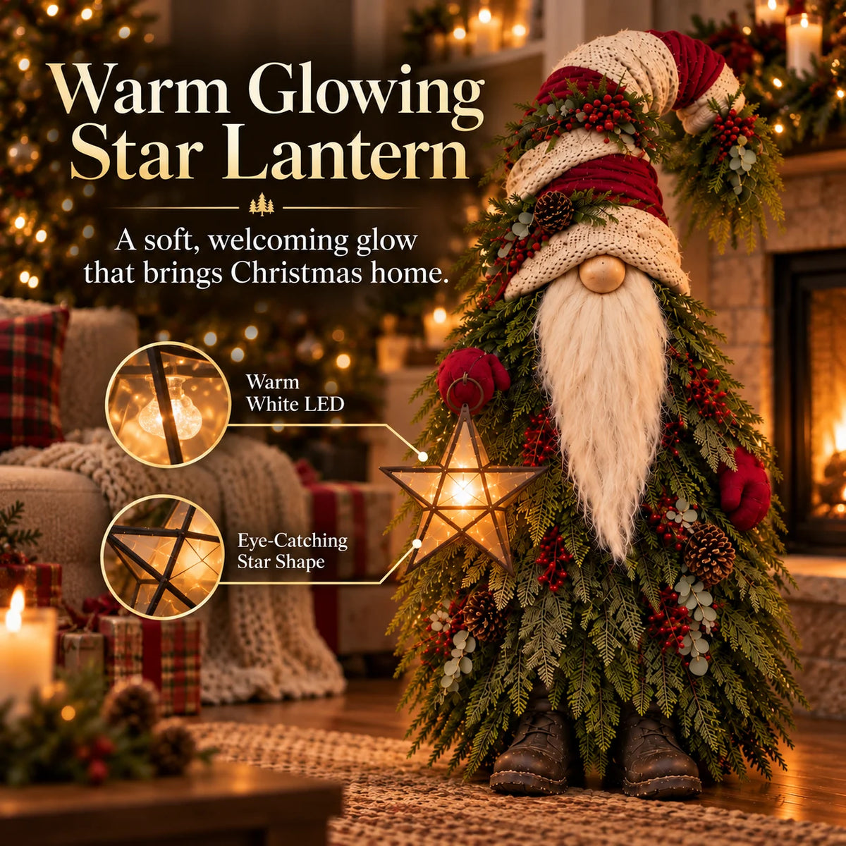 Last Day 49% OFF – Evergreen Star Gnome™ Lighted Christmas Woodland Decor