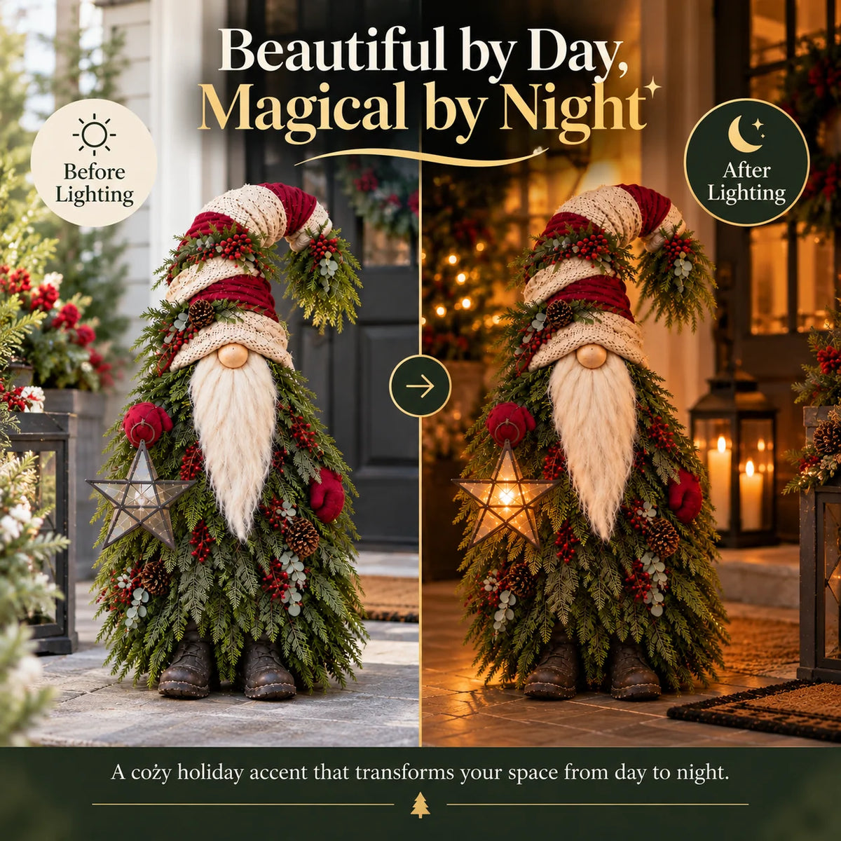 Last Day 49% OFF – Evergreen Star Gnome™ Lighted Christmas Woodland Decor