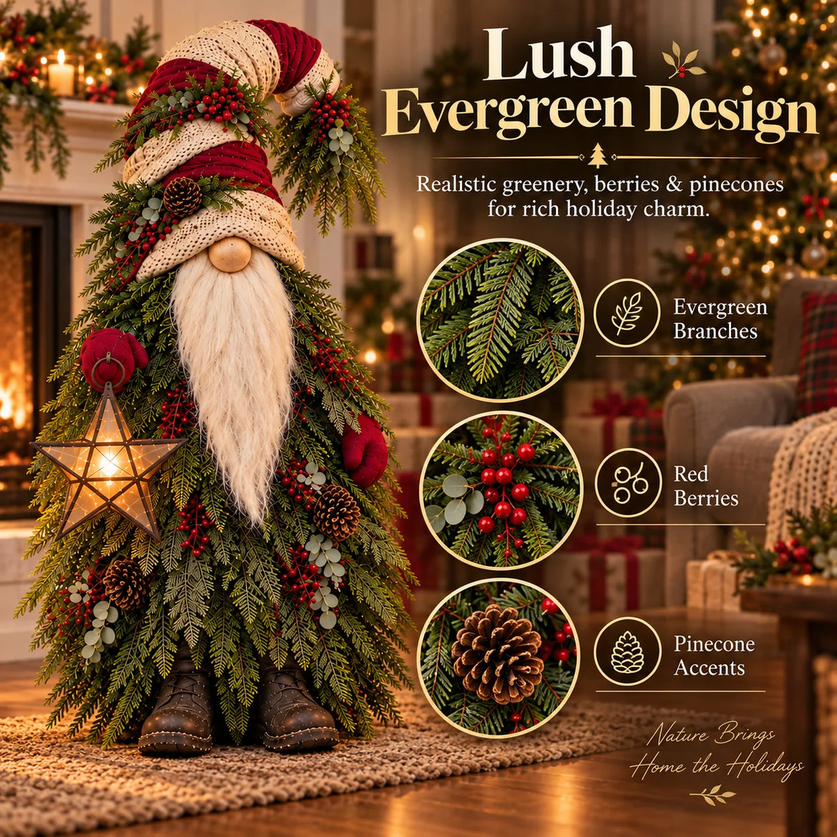 Last Day 49% OFF – Evergreen Star Gnome™ Lighted Christmas Woodland Decor