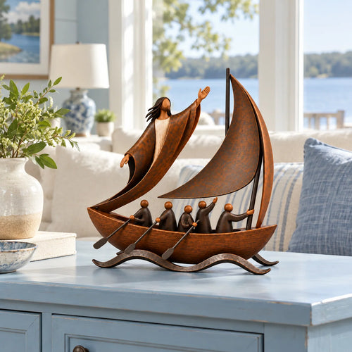 ⛵✨ When Life Gets Stormy, Let Faith Be Your Anchor — Peace in the Storm Sailboat Sculpture ✝️