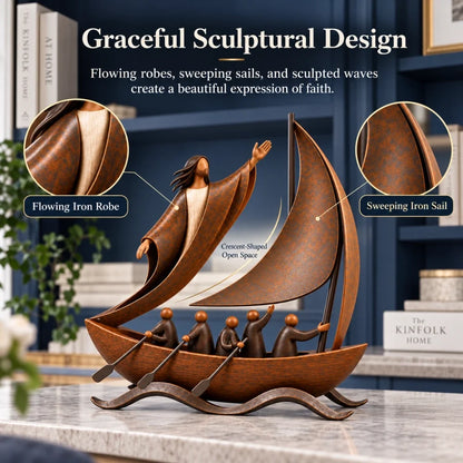 ⛵✨ When Life Gets Stormy, Let Faith Be Your Anchor — Peace in the Storm Sailboat Sculpture ✝️