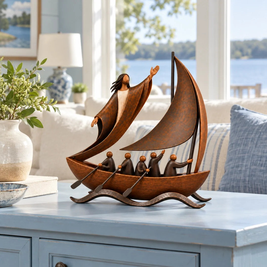 ⛵✨ When Life Gets Stormy, Let Faith Be Your Anchor — Peace in the Storm Sailboat Sculpture ✝️