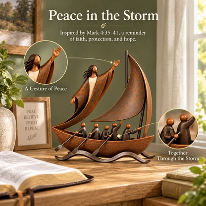 ⛵✨ When Life Gets Stormy, Let Faith Be Your Anchor — Peace in the Storm Sailboat Sculpture ✝️