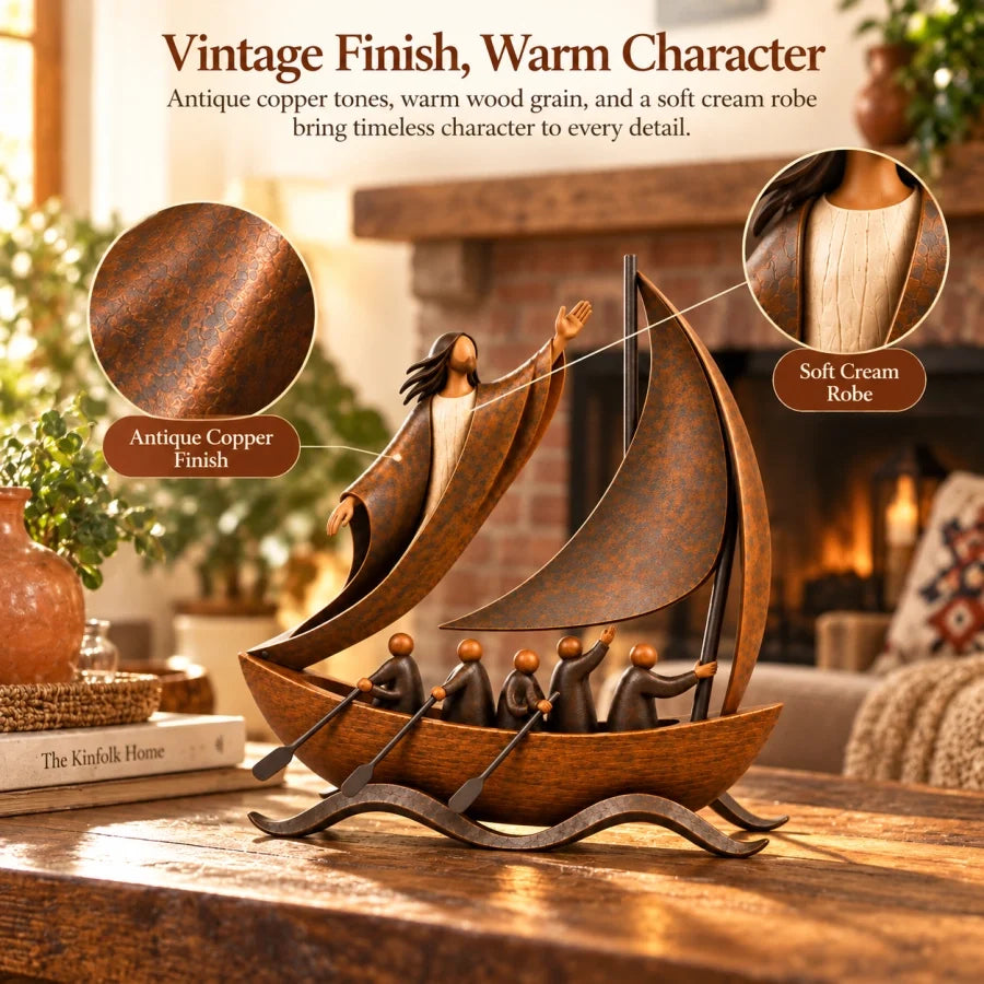 ⛵ When Life Gets Stormy, Let Faith Be Your Anchor — Peace in the Storm Sailboat Sculpture ✝️