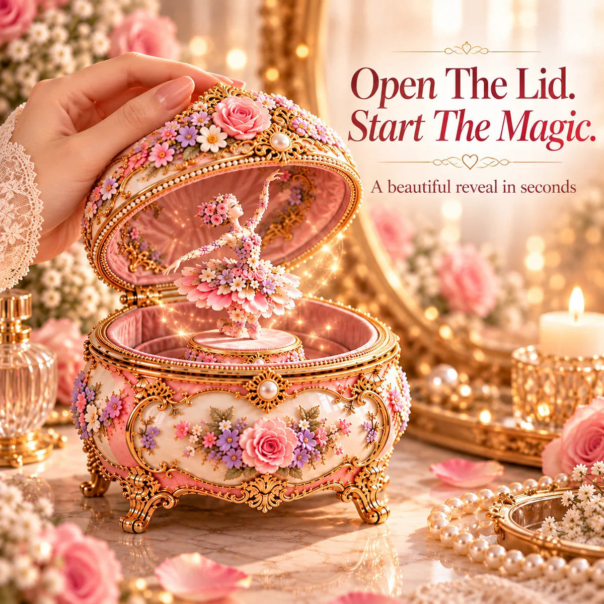 🌸Floral Ballerina Music Box – A Romantic Keepsake With a Magical Butterfly Reveal 🦋