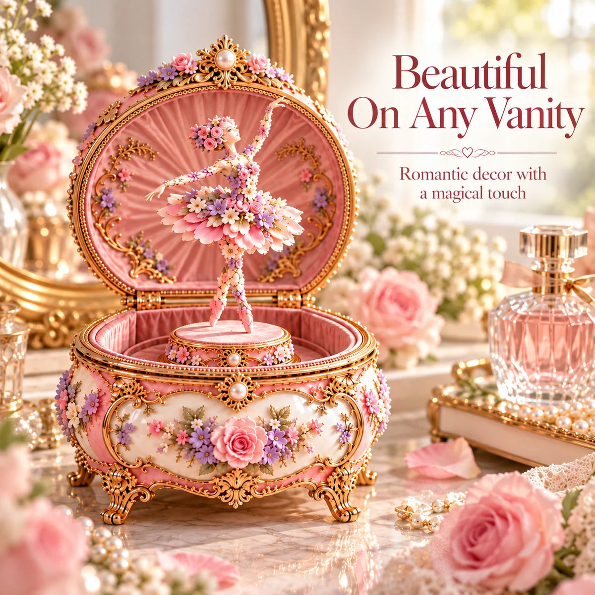🌸Floral Ballerina Music Box – A Romantic Keepsake With a Magical Butterfly Reveal 🦋