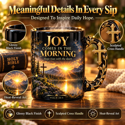 ☀️✝️Joy Comes in the Morning Heat-Reveal Ceramic Faith Mug🙏Inspirational Christian Coffee Cup