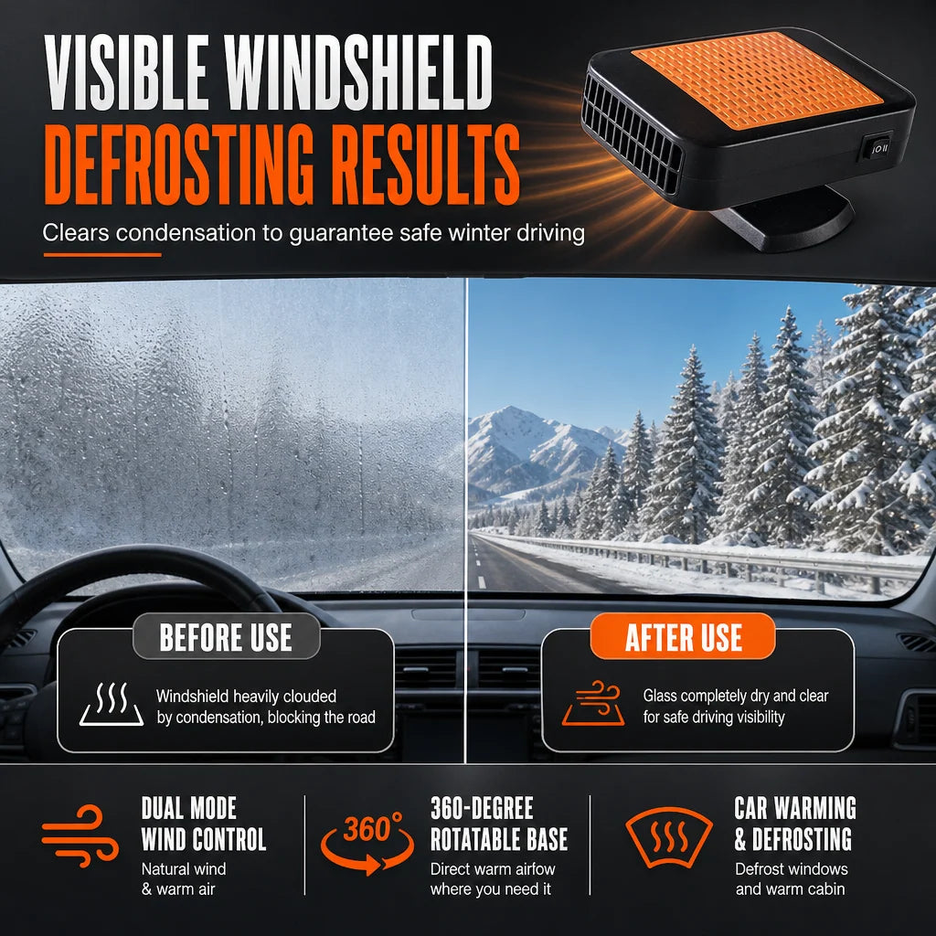🎁2026 New Arrivals 💥🚗 Rotatable 12v Car Defroster & Defogger Fan