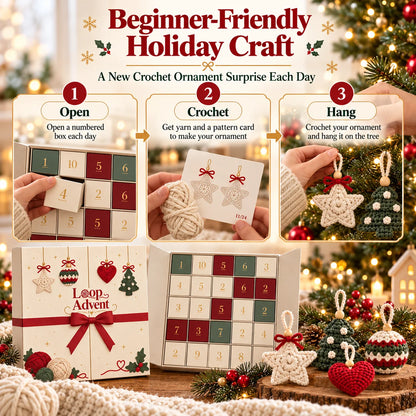 🎄 24-Day Crochet Christmas Advent Calendar– 24 Surprise DIY Ornament Kits to Make & Hang 🧶