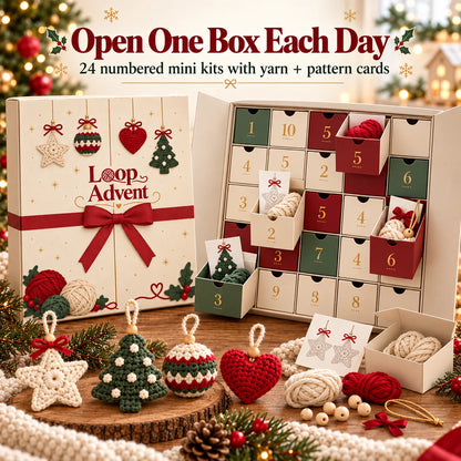 🎄 24-Day Crochet Christmas Advent Calendar– 24 Surprise DIY Ornament Kits to Make & Hang 🧶
