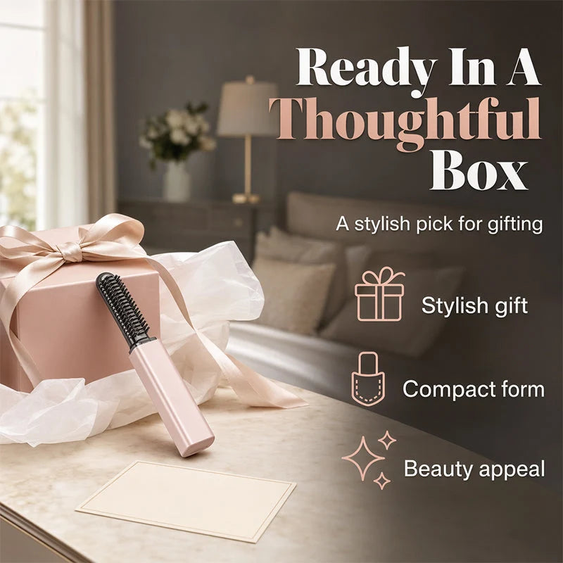 👩Shape hair in 3 seconds! Create gorgeous hairstyles anytime anywhere. 💁Portable Wireless Mini Bang Styling Comb
