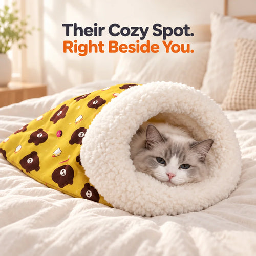 🐱💤 Cozy Cat Sleeping Bag – Ultra-Soft Plush Hideaway Bed for Cats ✨
