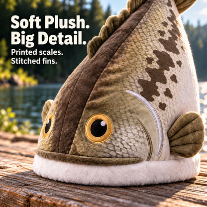 🔥Last Day 49% OFF - Big Bite Bass Tail-Flapping Plush Fish Hat