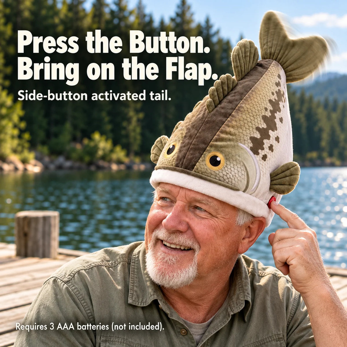 🔥Last Day 49% OFF - Big Bite Bass Tail-Flapping Plush Fish Hat