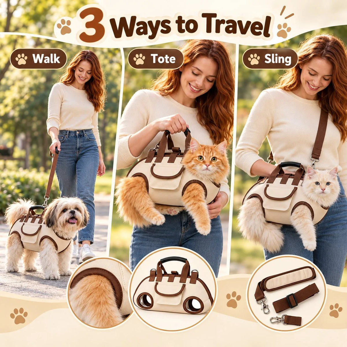 🔥 49% OFF – 😽Hands-Free Pet Sling & Harness Carrier 🐾🐶