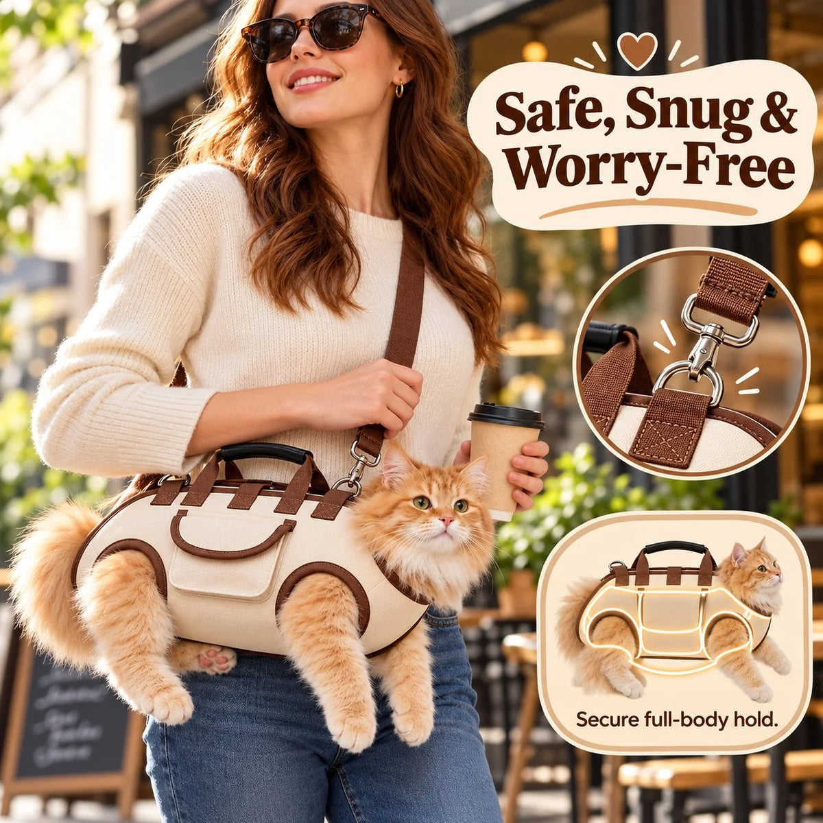 🔥 49% OFF – 😽Hands-Free Pet Sling & Harness Carrier 🐾🐶