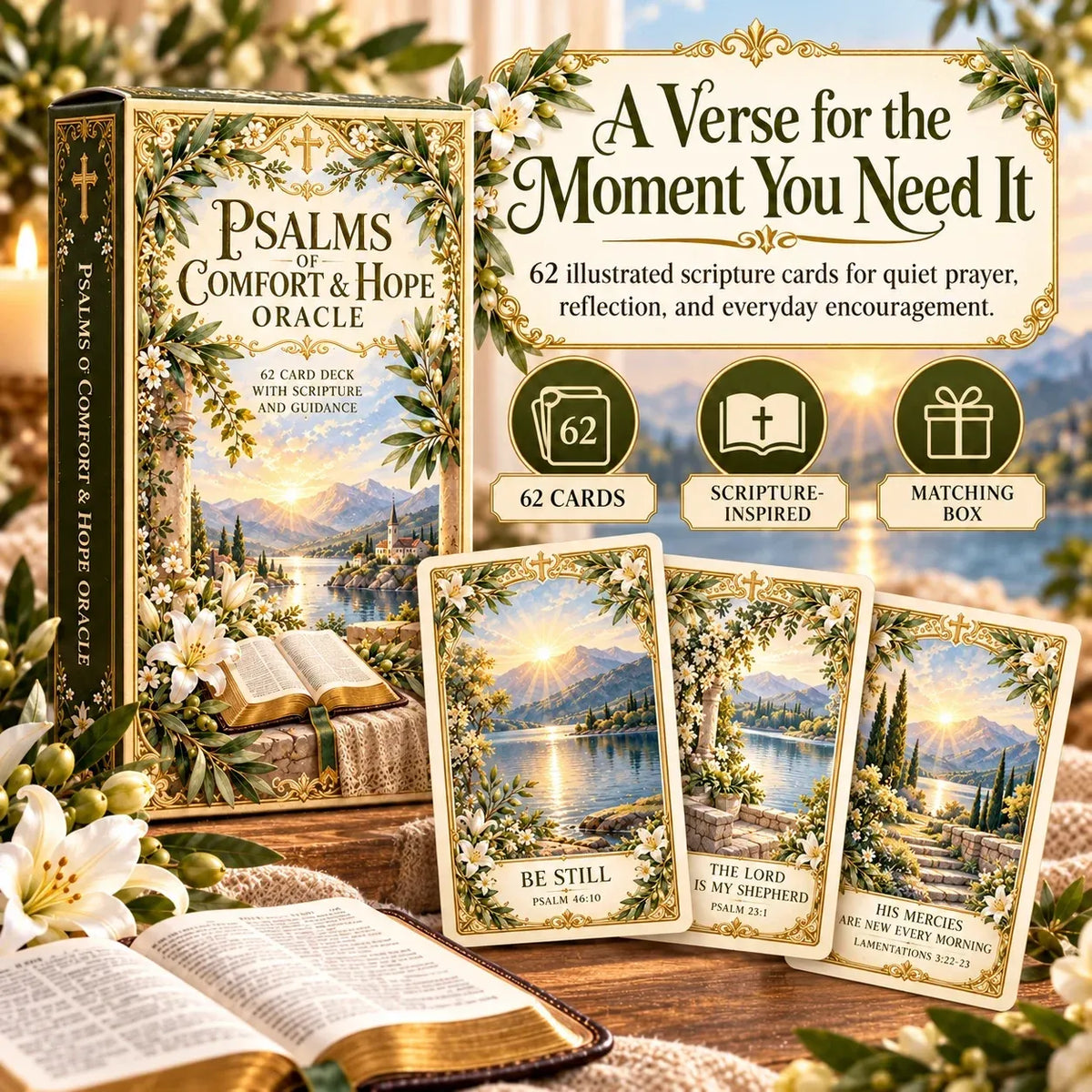 ✝️ Grace In His Word 62-card Scripture Deck | Daily Faith, Prayer & Reflection 📖