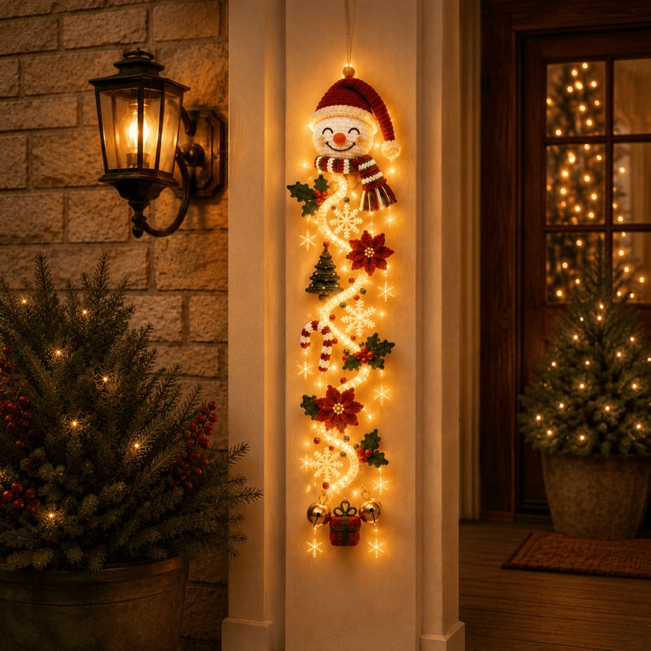 🎄Christmas Door Hanger | 6 Festive Lighted Designs with Warm Glow, Dimensional Details & Space-Saving Vertical Décor ✨
