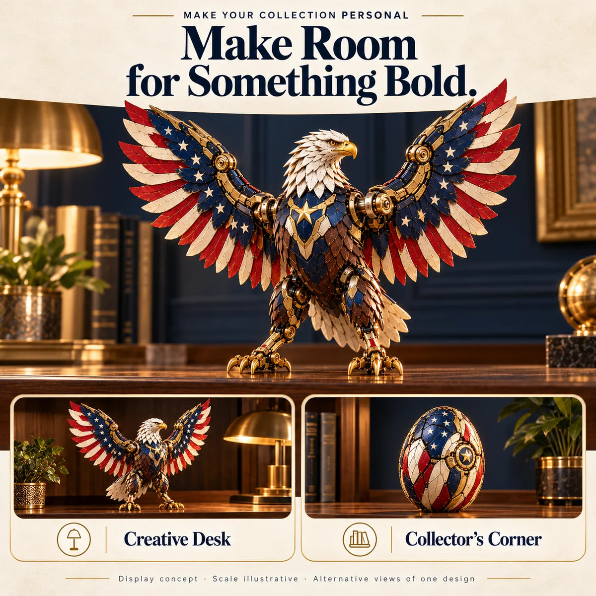 🔥🦅 American Eagle Transforming Egg – Stars & Stripes Mechanical Figure With Bold Wing Details