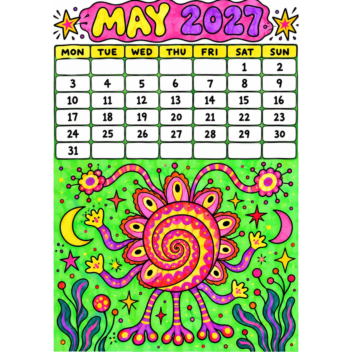 📅🎨2027 Whimsical Art Wall Calendar – 12-Month Fantasy Illustration Calendar