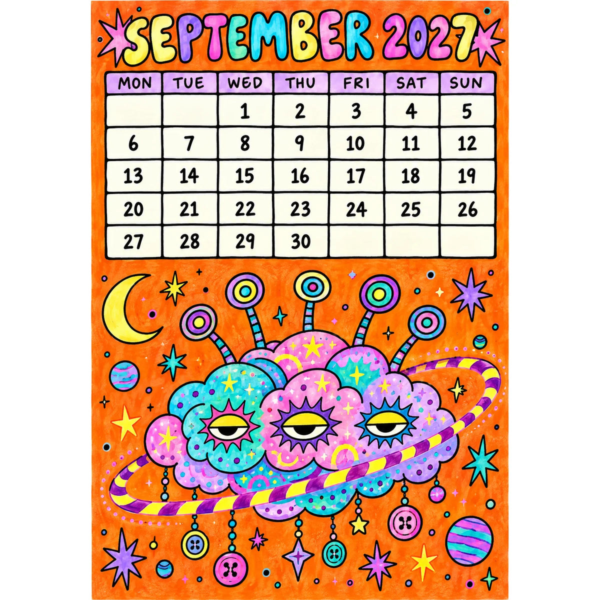 📅🎨2027 Whimsical Art Wall Calendar – 12-Month Fantasy Illustration Calendar