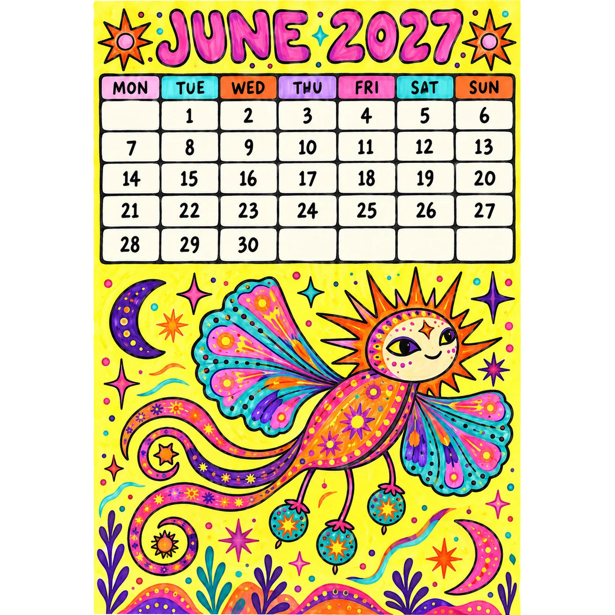 📅🎨2027 Whimsical Art Wall Calendar – 12-Month Fantasy Illustration Calendar