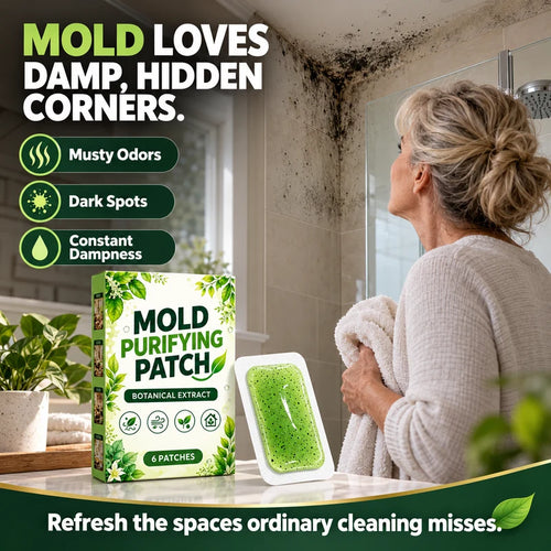 🧪49% OFF NOW! 6Pcs Mold Purifying Patches – Botanical Mildew Removal Pads, Long Lasting Mold Inhibitor for Bathroom, Kitchen, Wall Corners & Damp Hidden Spots