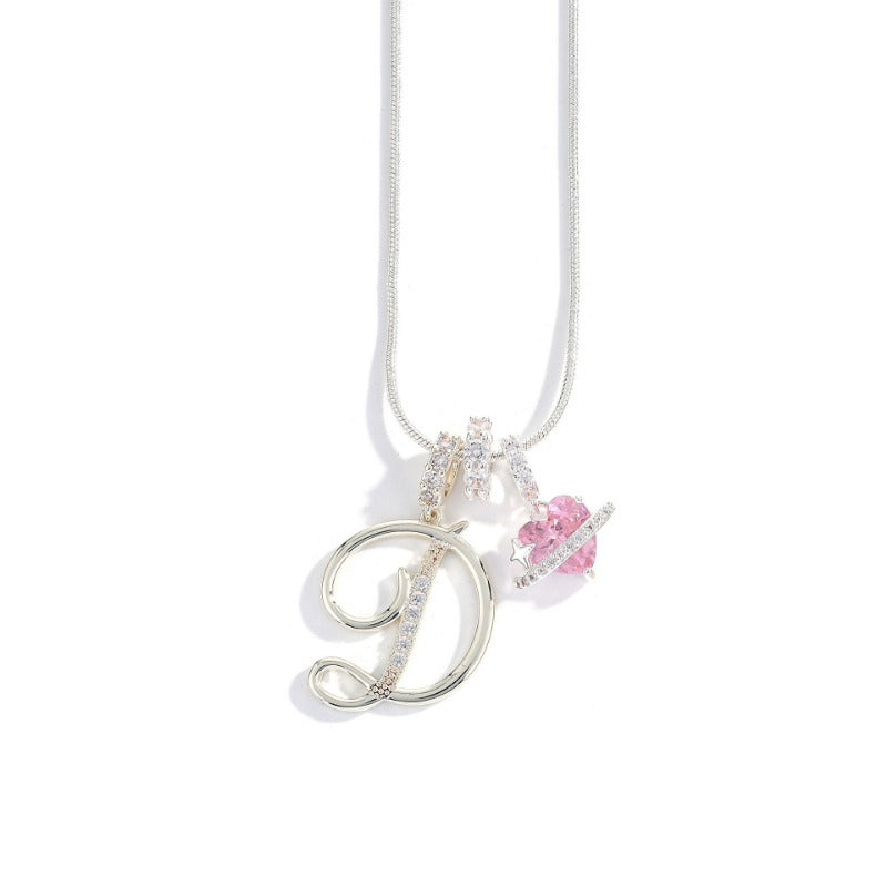 Elegant Initial Heart Charm Necklace