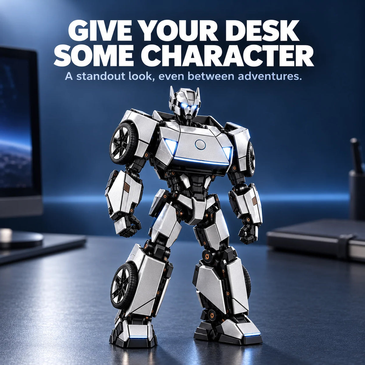 🏎️silver 2-in-1 Transforming Sports Car & Robot – Futuristic Mecha Figure