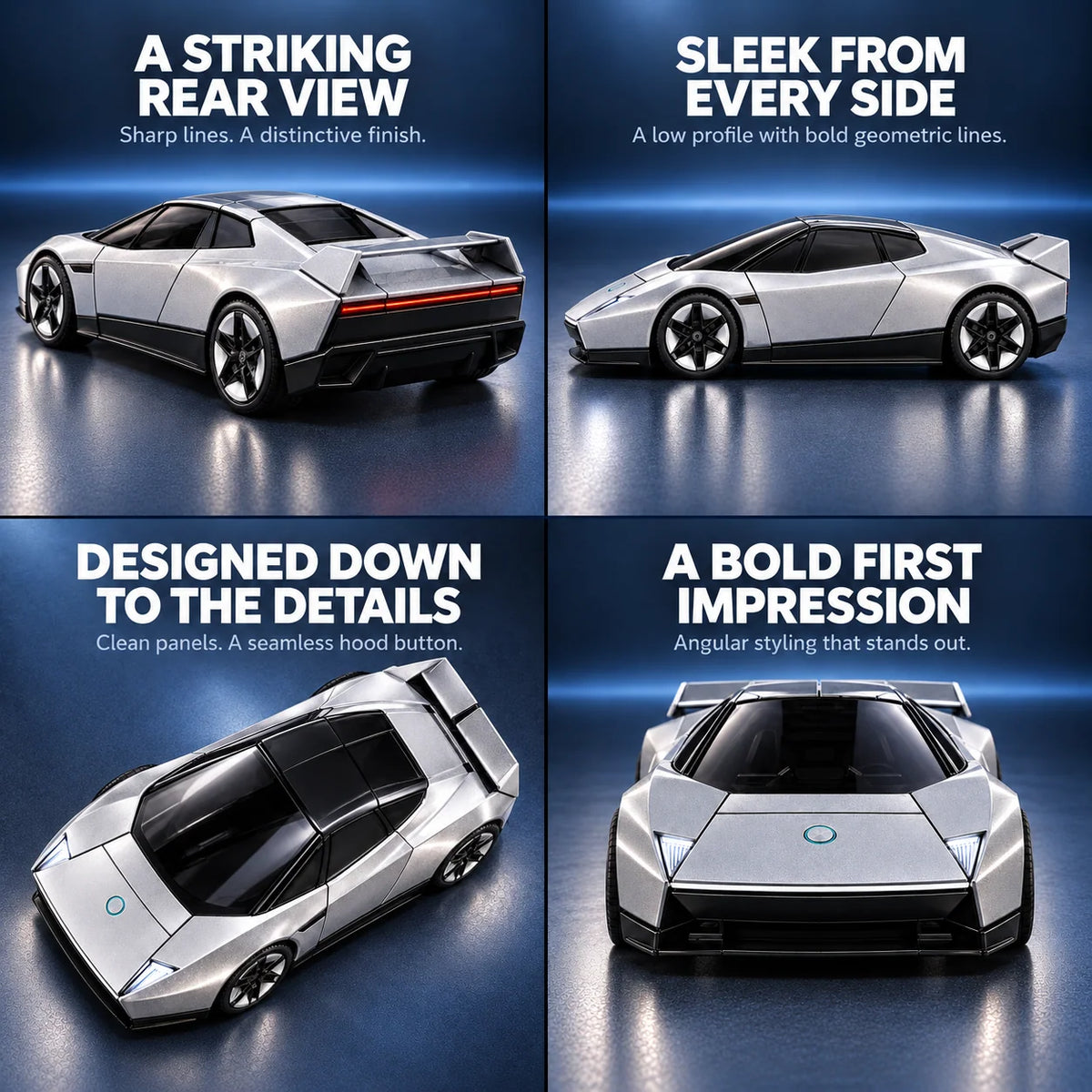 🏎️silver 2-in-1 Transforming Sports Car & Robot – Futuristic Mecha Figure