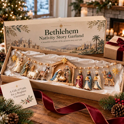 🌟 A Miracle Worth Remembering! 🎄 Wooden Nativity Garland – A Timeless Christmas Keepsake