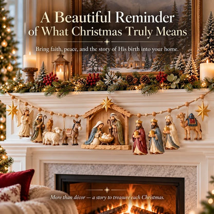 🌟 A Miracle Worth Remembering! 🎄 Wooden Nativity Garland – A Timeless Christmas Keepsake