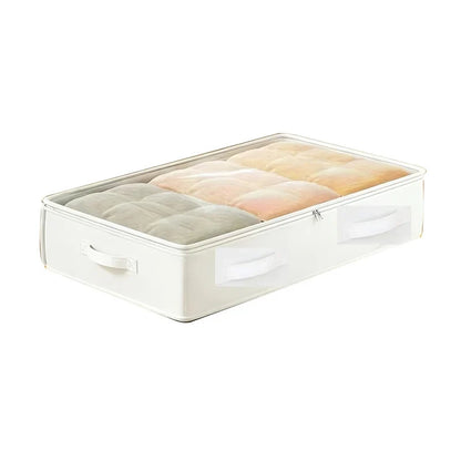🧺 Foldable Underbed Storage Bag with Zipper Lid, Dustproof Under Bed Storage Container, Sturdy Handle for Clothes, Blankets, Bedding & Seasonal Items